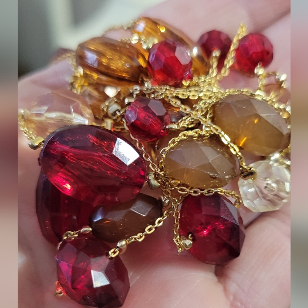 Double Strand Multi-Color Gemstone Necklace - Picture 3 of 3
